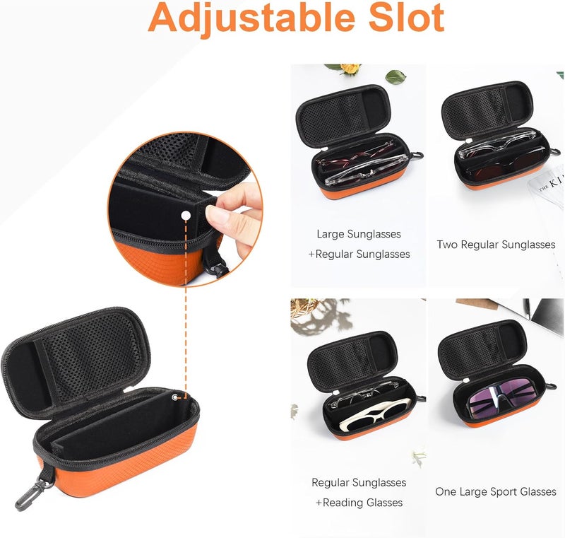 Bukere Double Eyeglasses Case with Adjustable Slots, EVA Hard-shell Travel Dual Glasses Sunglasses Organizer for Men Women - Image 2